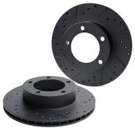 Drilled & Grooved Black Rear Brake Discs