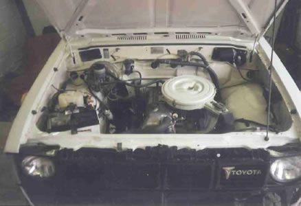 White Mk1 Hilux Pickup Engine