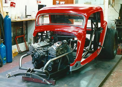 Red 1934 Ford Coupe Hot Rod Dragster, 8 Litre Nitro Powered!